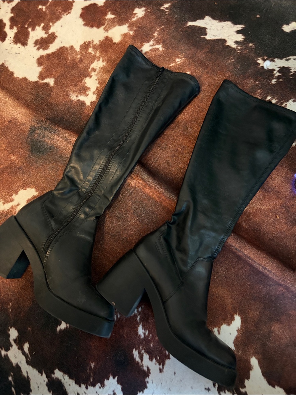 Vagabond Black Knee-High Platform Heeled Boots